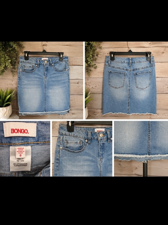 BONGO Dresses & Skirts - Denim Mini Skirt with Raw Hem